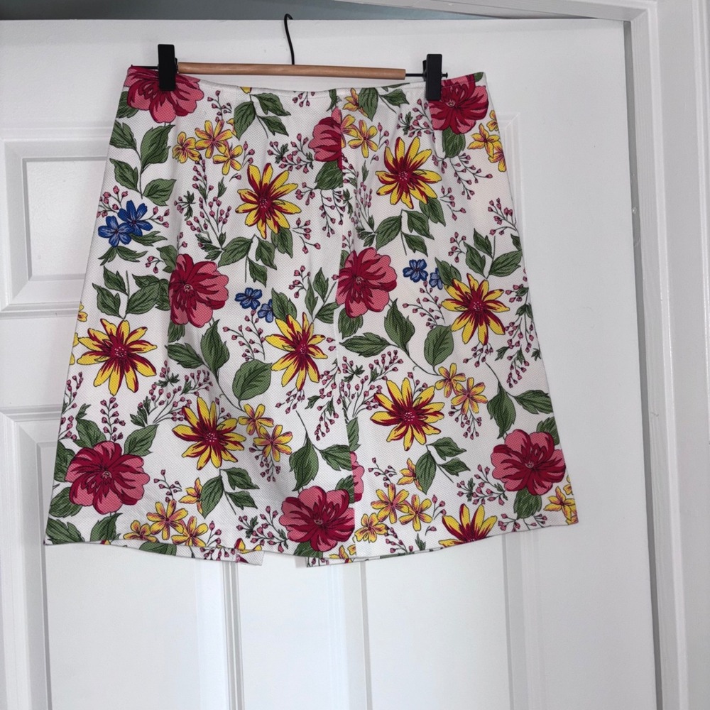 Madison Studio A-Line Vibrant Colors Floral Textured Skirt Cotton Blend Sz 12